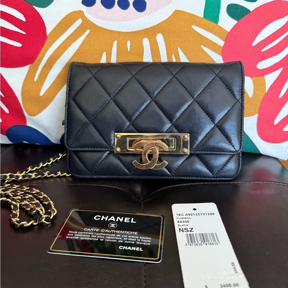 Chanel Black golden class wallet on chain